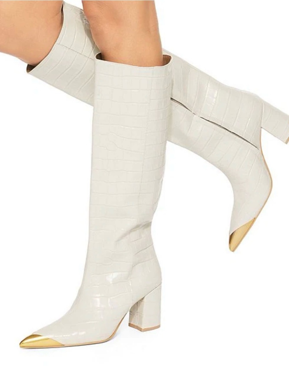 Kurt Geiger women’s Regent Patent Leather Croco Print Knee High Boots size 8.5